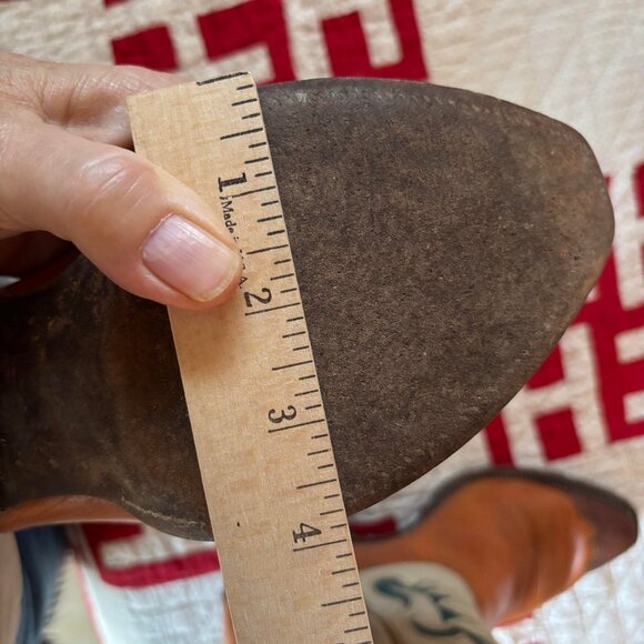 Custom Hammon Cowboy Boots, Women's 8C, PeeWee, Brown & Tan, inlaid tops - Picture 8 of 11